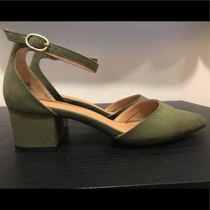 Green suede sandals